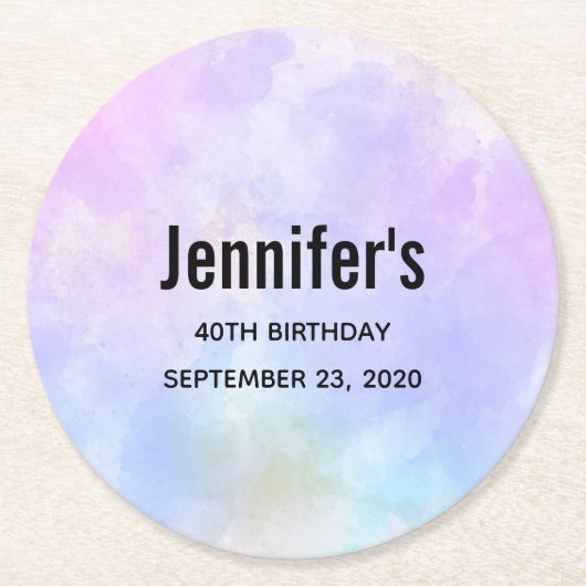 紫スタイリッシュピンク青抽象芸術水色 ラウンドペーパーコースター (正面)
