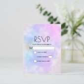 紫スタイリッシュピンク青抽象芸術水色 出欠カード (スタンド正面)