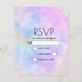 紫スタイリッシュピンク青抽象芸術水色 出欠カード (正面/裏面)