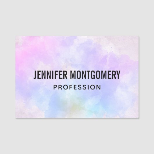 紫スタイリッシュピンク青抽象芸術水色 名札 (正面)