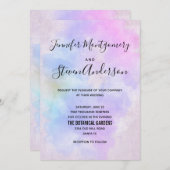 紫スタイリッシュピンク青抽象芸術水色 招待状 (正面/裏面)