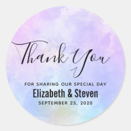 紫スタイリッシュピンク青結婚水色感謝していの ラウンドシール