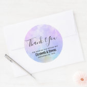 紫スタイリッシュピンク青結婚水色感謝していの ラウンドシール (封筒)