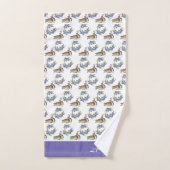 紫スタイリッシュフローラうさぎ水の色かわいいバニー バスタオルセット (ハンドタオル)