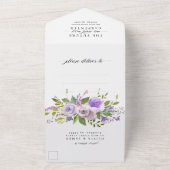 紫スタイリッシュフローラ水彩写真結婚の オールインワン招待状 (外側)