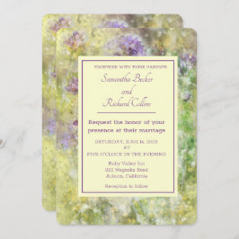 紫スタイリッシュフローラ結婚ズ 招待状