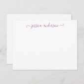 紫スタイリッシュモダンラバガーリーンダーバイオレット文字 ノートカード (正面/裏面)