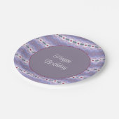 紫スタイリッシュ付き花柄 ペーパープレート (アングル)