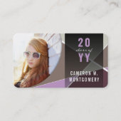 紫スタイリッシュ幾何学線モダン写真卒業 コーリングカード (正面)