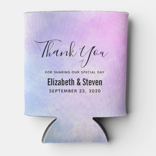 紫スタイリッシュ抽象芸術水の色結婚の 缶クーラー (正面)