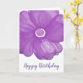 紫スタイリッシュ水彩花誕生日カード カード (黄色い花)