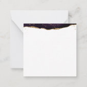 紫スタイリッシュ瑪瑙スクリプトモノグラム金ゴールドグリッター ノートカード (裏面)