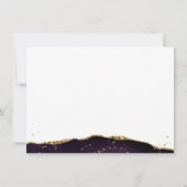 紫スタイリッシュ瑪瑙金ゴールドグリッタースクリプトモノグラム ノートカード (裏面)