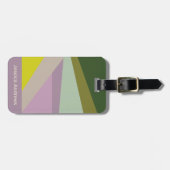 紫スタイリッシュ緑のジオメトパーソナライズされたリ名 ラゲッジタグ (正面横)