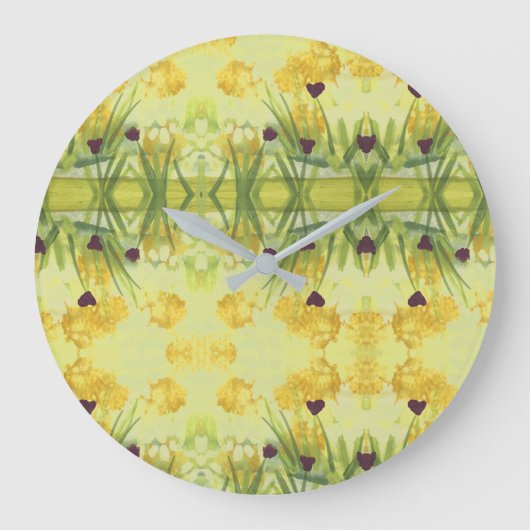 紫スタイリッシュ色のハート ラージ壁時計 (正面)