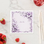 紫スタイリッシュ花ナプキン スタンダードカクテルナプキン (インサイチュ)