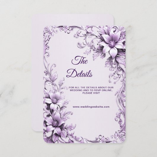 紫スタイリッシュ花詳細エンクロージャカード エンクロージャーカード (正面/裏面)