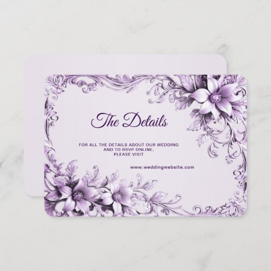 紫スタイリッシュ花詳細エンクロージャカード エンクロージャーカード (正面/裏面)