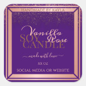 紫スタイリッシュ製品包装ラベルバラ金ゴールド スクエアシール (正面)