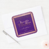 紫スタイリッシュ製品包装ラベルバラ金ゴールド スクエアシール (封筒)