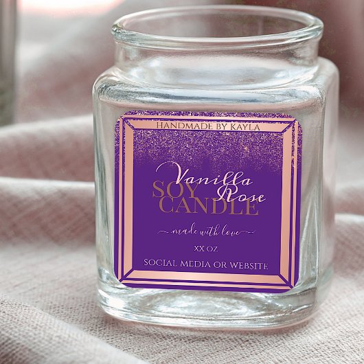 紫スタイリッシュ製品包装ラベルバラ金ゴールド スクエアシール