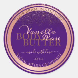 紫スタイリッシュ製品包装ラベルバラ金ゴールド ラウンドシール