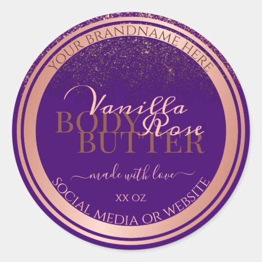 紫スタイリッシュ製品包装ラベルバラ金ゴールド ラウンドシール (正面)