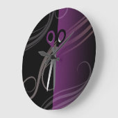 紫スタイリッシュ髪サロン時計 ラージ壁時計 (傾斜)