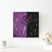 紫スタイリッシュ/ピンクの髪のサロン時計 スクエア壁時計 (ホーム)