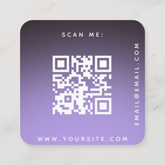 紫スタイリッシュRSVPグラデーション QRコードのシ結婚ック エンクロージャーカード (裏面)