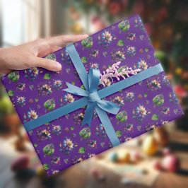 紫ステンドグラスオダマキ（植物）春の花 ラッピングペーパー