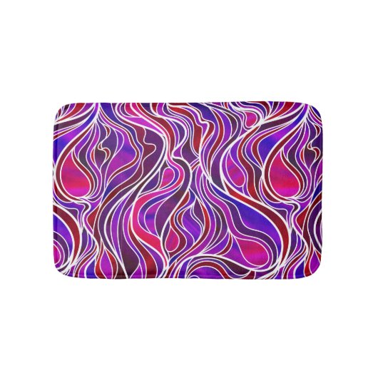 紫ステンドグラス抽象芸術 バスマット (正面)