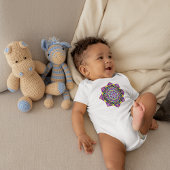 紫ステンドグラス曼荼羅ベビーTシャツ ベビーボディスーツ