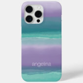 紫ストライプのとティール（緑がかった色）の水の色名前をカスタムする Case-Mate iPhoneケース (裏面)