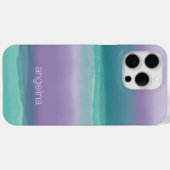 紫ストライプのとティール（緑がかった色）の水の色名前をカスタムする Case-Mate iPhoneケース (裏面 (横))