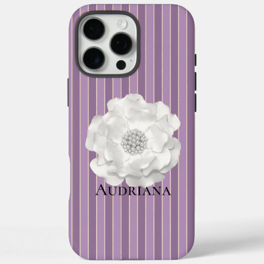 紫ストライプの真珠の花 Case-Mate iPhoneケース (裏面)