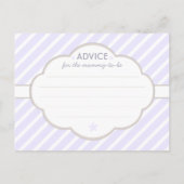 紫ストライプの赤ちゃんシャワーアドバイス アドバイスカード (裏面)