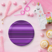 紫ストライプ色 ペーパープレート (パーティー)