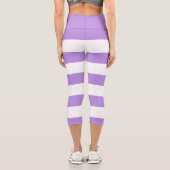紫ストライプ色、白ストライプ色、パタストライプのーン カプリレギンス (裏面)