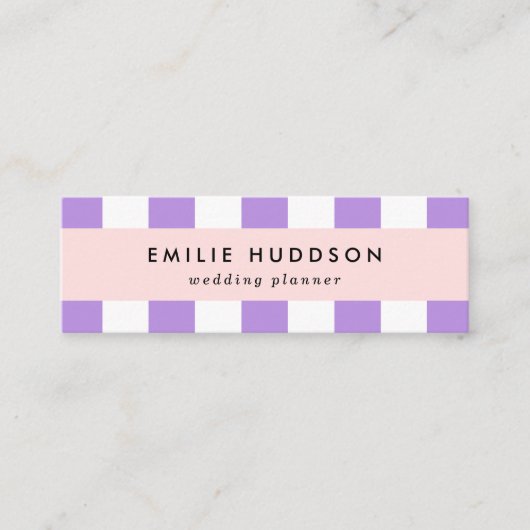 紫ストライプ色、白ストライプ色、パタストライプのーン スキニー名刺 (正面)