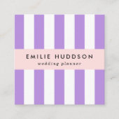 紫ストライプ色、白ストライプ色、パタストライプのーン スクエア名刺 (正面)