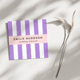紫ストライプ色、白ストライプ色、パタストライプのーン スクエア名刺