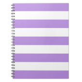 紫ストライプ色、白ストライプ色、パタストライプのーン ノートブック (正面)