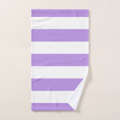 紫ストライプ色、白ストライプ色、パタストライプのーン バスタオルセット (ハンドタオル)