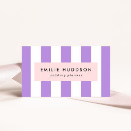 紫ストライプ色、白ストライプ色、パタストライプのーン 名刺