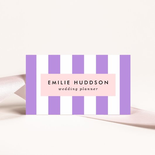 紫ストライプ色、白ストライプ色、パタストライプのーン 名刺