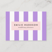 紫ストライプ色、白ストライプ色、パタストライプのーン 名刺 (正面)