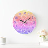 紫スプラッシュナンバーレインボースイミングプール ラージ壁時計 (ホーム)