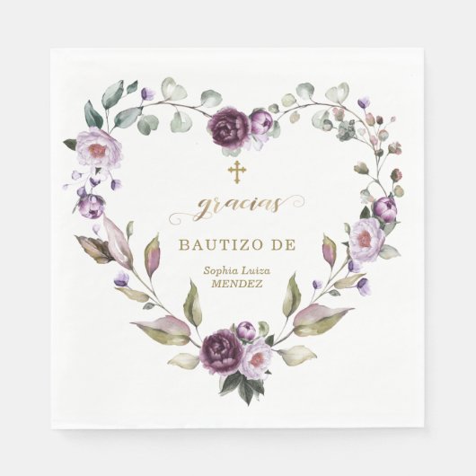 紫スペインのピンクの花金ゴールドガールバウティゾ スタンダードランチョンナプキン (正面)