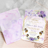 紫スペインの蝶ツインズプリメラ組合 招待状